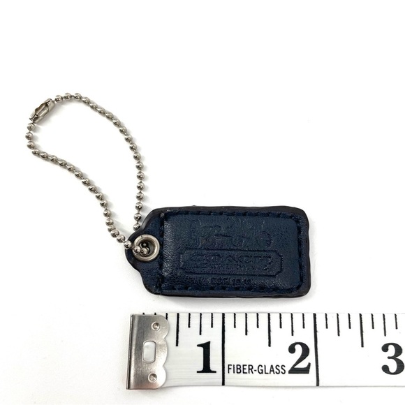 COACH Leatherware Horse and Carriage Navy Blue Leather Hang Tag Key Chain - Picture 2 of 3